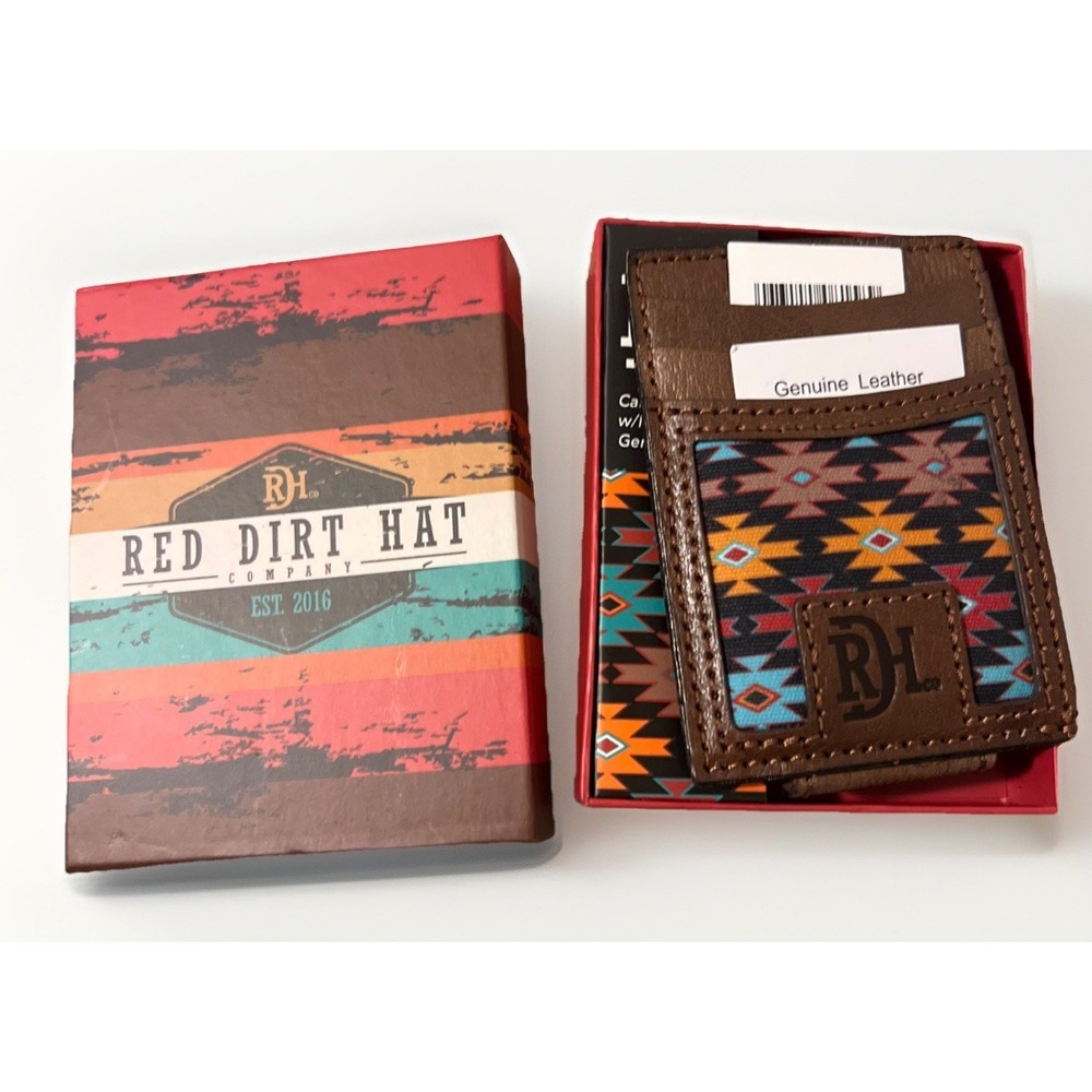 Money Clip Wallet Genuine Leather Red Dirt Hat Co Southwestern Design Wallet‎